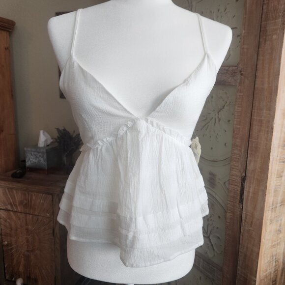 Gauze-like, Tiered Strappy Baby Doll Tank Top | Medium - Picture 2 of 10